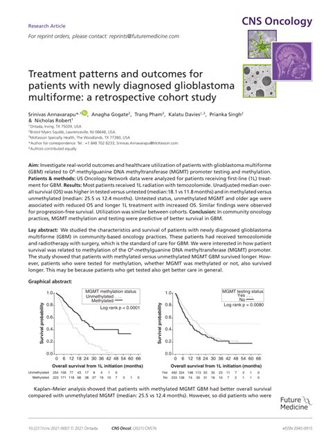 PDF Treatment Patterns And Outcomes For Patients With Newly Diagnosed