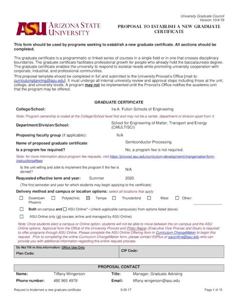 PDF ESTABLISHING GRADUATE CERTIFICATES Provost Asu Edu Request To