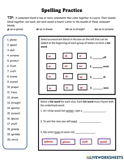 Beginning Consonant Blends Online Exercise For Live Worksheets