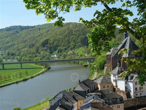 The Small City Of Saarburg At The Saar River In Germany Stock