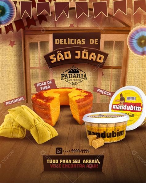 Delicias De S O Jo O Padaria Tudo Para Seu Arrai Social Media Psd