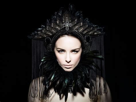 Black And Silver Crow Priestess Beaded Feather Headdress Fringing Goth