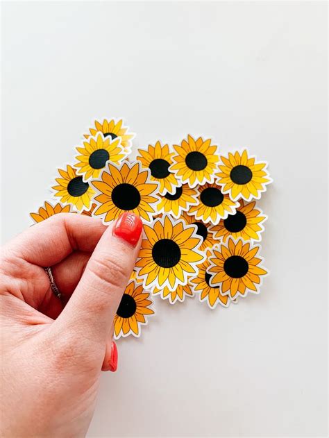 Mini Sunflower Sticker 2 Pack Etsy Handmade Sticker Mini