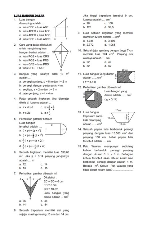 Soal Matematika Kelas 3 SD Bab Luas Dan Keliling Persegi Dan Persegi