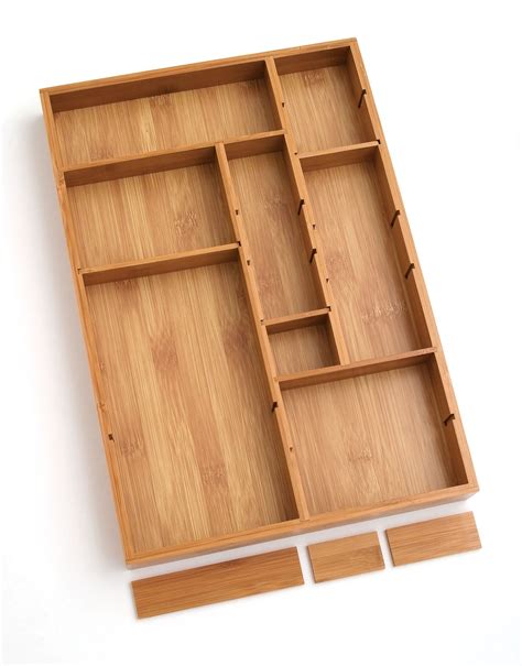 Lipper International Bamboo Wood Adjustable Drawer Organizer With