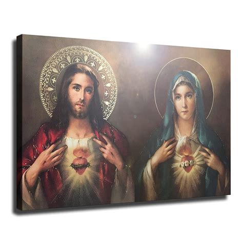 Sacred Heart Of Jesus And Immaculate Heart Of Mary Catholic Poster