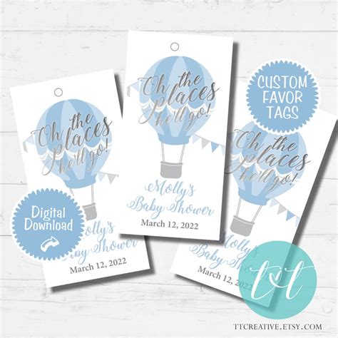 Oh The Places He Ll Go Hot Air Balloon Baby Boy Shower Or Etsy