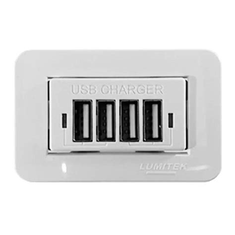 Tomada móveis embutir usb charger 4 pontos branca LUMITEK Tomadas