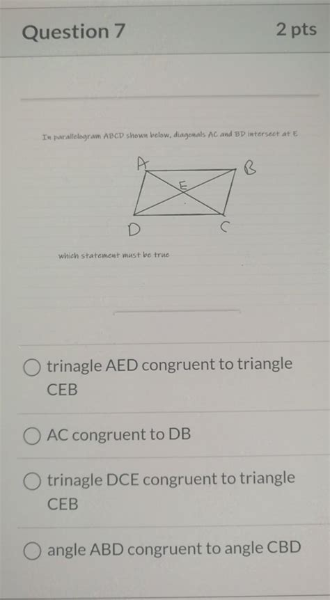 Solved In Parallelogram Abcd Shown Below Diagonals Ac And Chegg