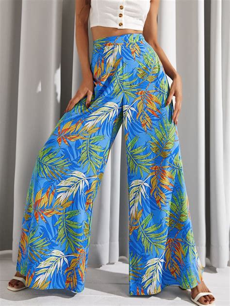 LUUKSE Tropical Print Wide Leg Pants Printed Wide Leg Pants Wide Leg