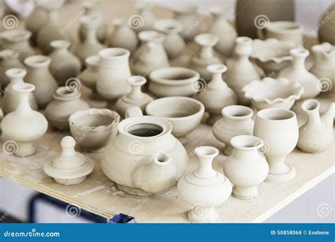 Handmade Clay Pots Stock Photo Image Of Scraping Artisan 50858068