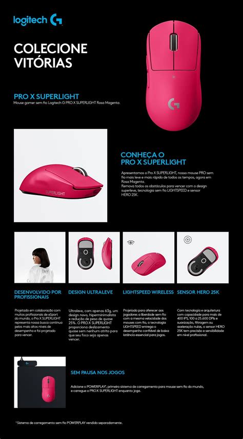 Mouse Gamer Logitech G Pro X Superlight 2 Magenta 910 006796