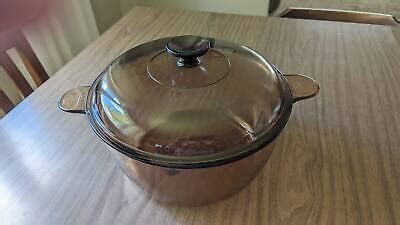 Vintage Corning Ware Visions Amber L Qt Dutch Oven With Lid Ebay