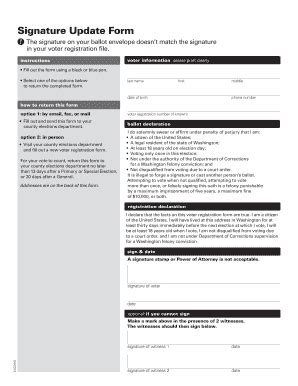 Fillable Online Sos Wa Signature Update Form Washington Secretary Of