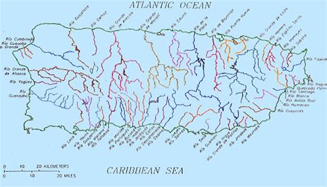 La Geografía de Puerto Rico: Sus Ríos: Mapa de Puerto Rico con sus rios