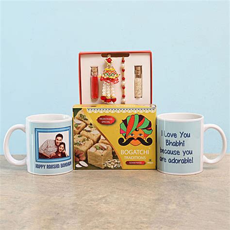 Buy Send Rakhi Lumba Set With Personalised Mugs Sweets Online FNP