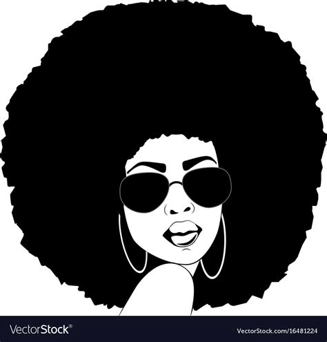 African american woman silhouette afro portrait Vector Image