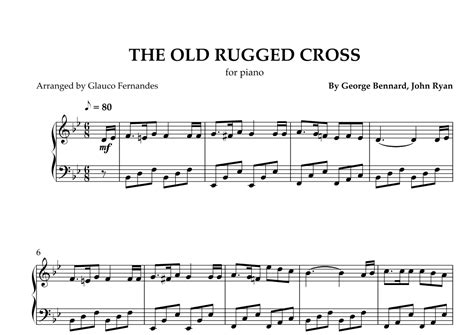 The Old Rugged Cross Arr Glauco Fernandes Sheet Music George Bennard Easy Piano