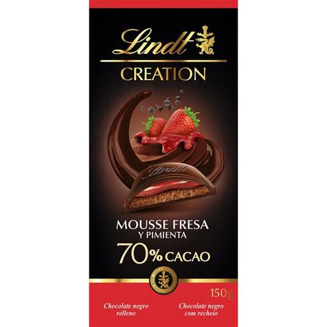 Lindt Creation Chocolate Negro 70 Cacao Con Mousse De Fresa Y Pimienta Tableta 00150 G