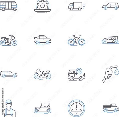 Passenger Transport Line Icons Collection Shuttle Bus Taxi Train Subway Tram Trolleybus