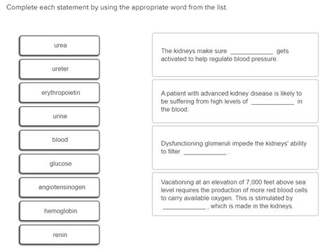 Solved Complete Each Statement By Using The Appropriate Word Chegg