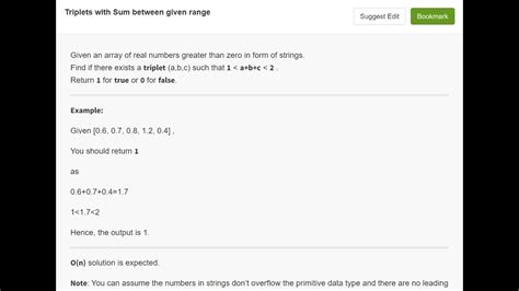 Triplets With Sum Between Given Range YouTube