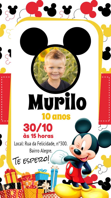 Convite Anivers Rio Mickey Mouse Foto Edite Gr Tis Nosso