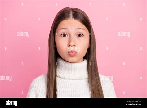 Portrait Of Attractive Amourous Flirty Brown Haired Girl Sending Air