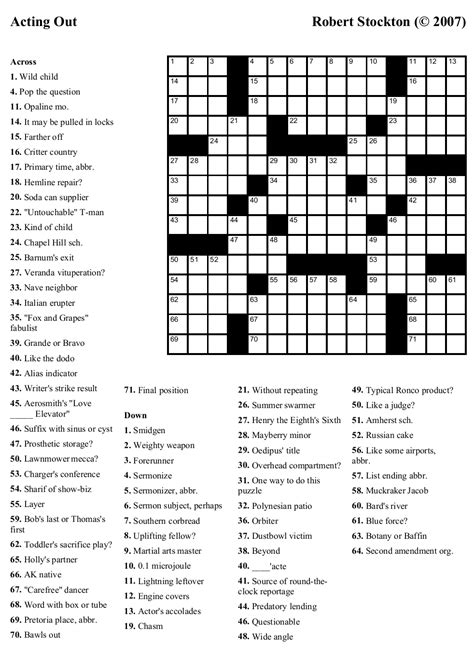 Undoingeese Free Ny Times Crossword Puzzles Printable