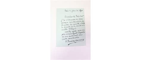 Puvis De Chavannes Lettre Autographe Sign E De D Mission De La