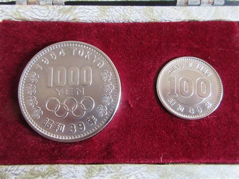 Yahooオークション 1964年 東京オリンピック銀貨 1000円 100円 各1