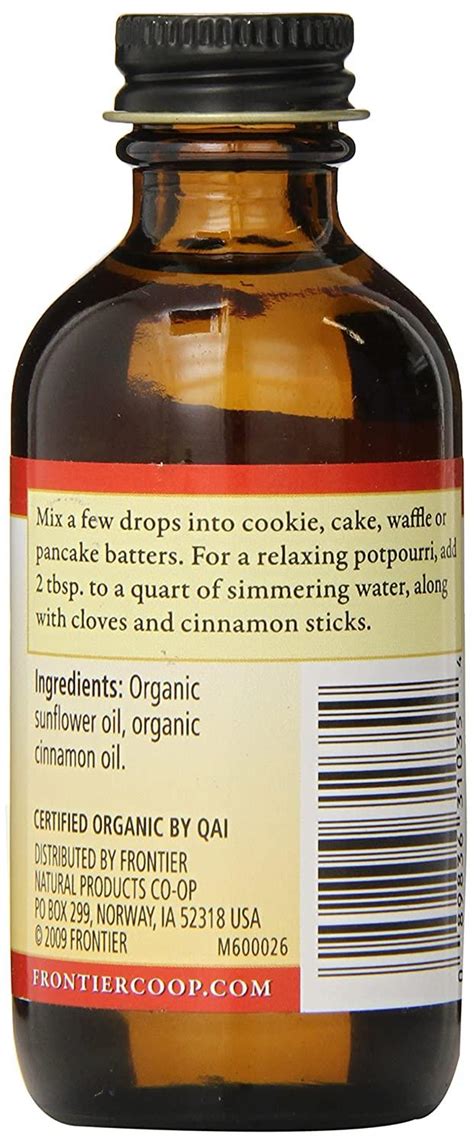 Frontier Organic Cinnamon Flavor 2 Oz Pack Of 1 Certified Pure