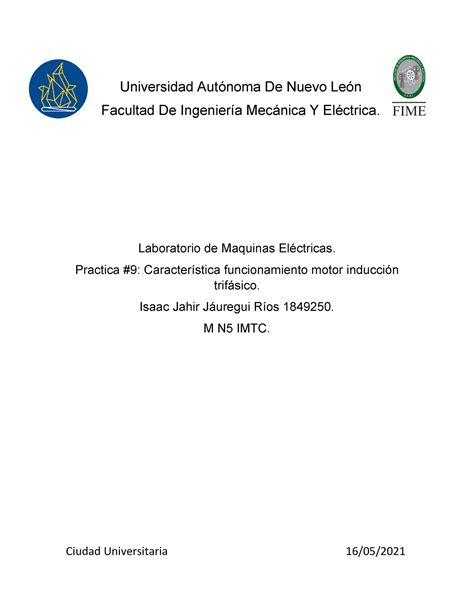 Practica 9 Laboratorio de máquinas eléctricas Universidad Autónoma De