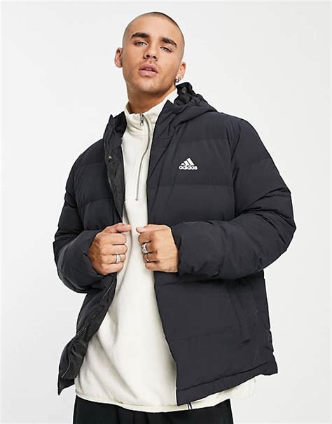 Adidas Outdoor Helionic Hooded Puffer Jacket In Black Asos