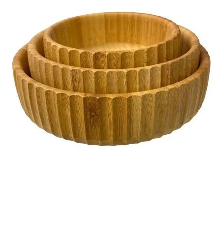 Kit 3 Bowls De Bambu Saladeira Cumbuca Tigela Frete grátis