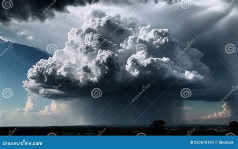 Dramatic Sky Over Dark Horizon Ominous Storm Cloud Threatens Danger