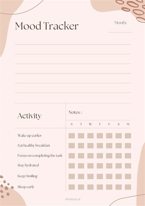 Free Printable Mood Tracker Bullet Journal Templates Shuteye