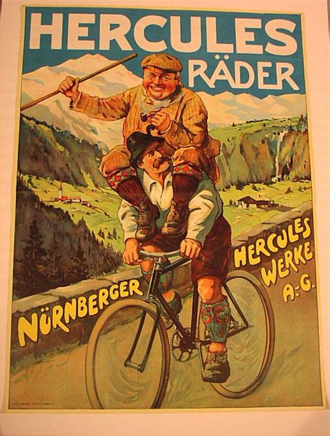 Rares altes Plakat Hercules Fahrräder Nürnberg um 1910 Fahrrad poster