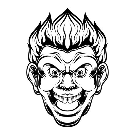 Premium Vector Scary Clown Head Illustration