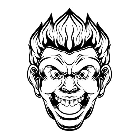 Premium Vector Scary Clown Head Illustration