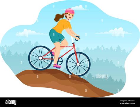 Mountain Biking Illustration With Cycling Down The Mountains For Sports