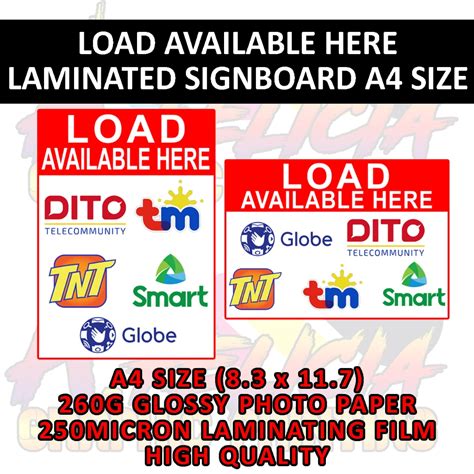 Load Available Here Laminated Signboard A Size Shopee Philippines