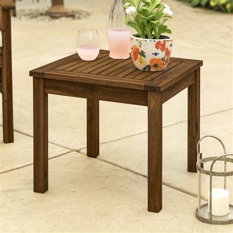 Manor Park Acacia Wood Outdoor Patio End Table Dark Brown Walmart