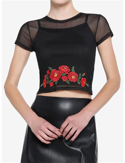 Cosmic Aura Roses Mesh Girls Twofer Top Hot Topic