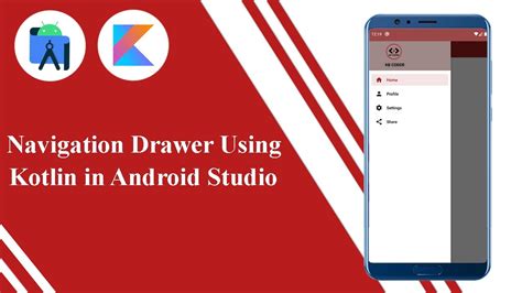 Navigation Drawer Using Kotlin In Android Studio Android Tutorials