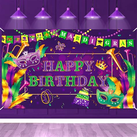 Buy Mardi Gras Birthday Party Decorations Extra Large Purple Happy