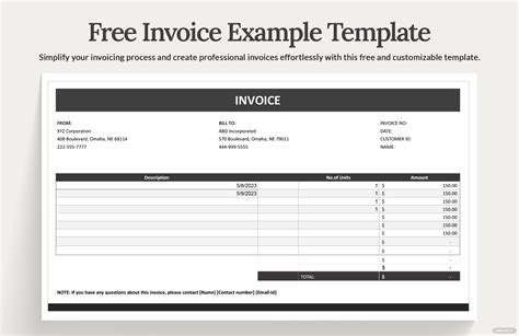 Free Invoice Example Template - Download in Word, Google Docs, Excel ...