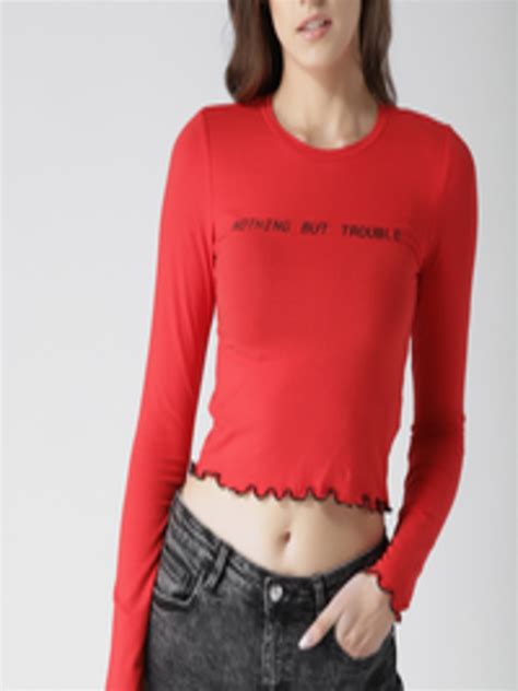 Buy Forever 21 Women Red Solid Fitted Crop Top Tops For Women 2436771