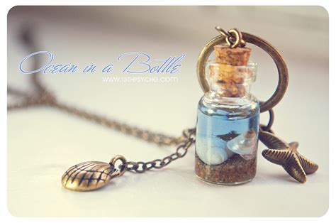 Ocean In A Bottle Necklace Vial Necklace With Shells Mini Glass Bottle Necklace Shell Bottle