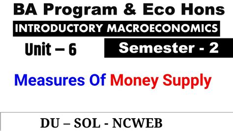 Unit 6 Measures Of Money Supply I INTRODUCTORY MACROECONOMICS B A